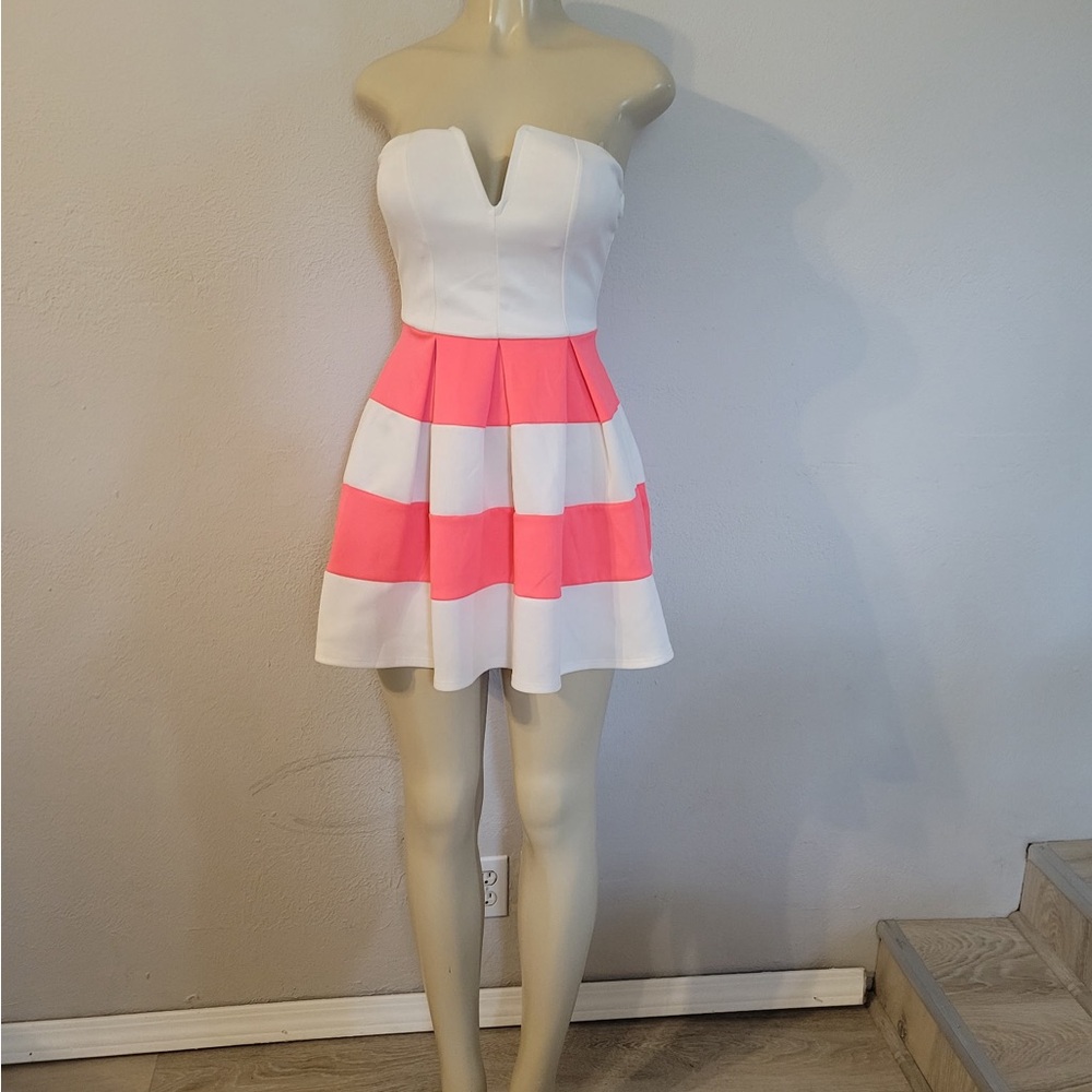 Charlotte Russe Strapless White and Pink Dress